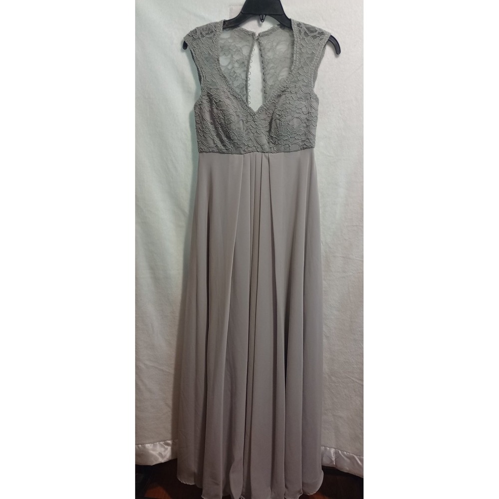 Morilee by Madeline Gardner Women's Gray Lace‎ Maxi Dress Size 6